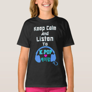 ♪♥Keep Ruhe u. hören zu KPop amerikanischem Kleid T-Shirt