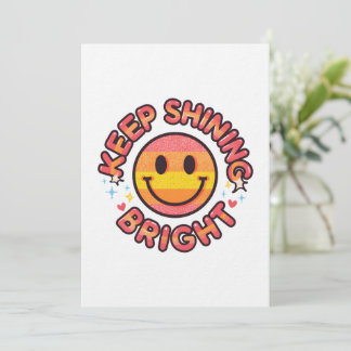 Keep Shining Bright Sticker – Retro 90s Smiley  Einladung