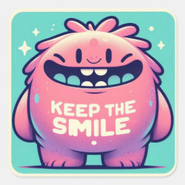 Keep the smile Monster Quadratischer Aufkleber