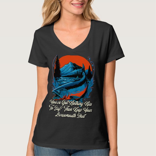 Keep Your Largemouth Shut Fishing Joke Fisherman P T-Shirt (Vorderseite)