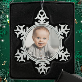Keepake Baby Foto Personalisiert Schneeflocken Zinn-Ornament
