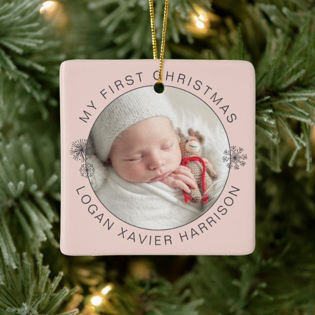 Keepake Baby's erstes Weihnachtsfest-Foto Keramikornament (Baum)