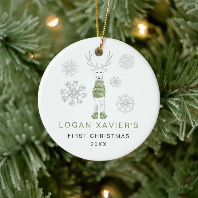Keepake Baby's First Christmas Rentier Foto Keramik Ornament (Baum)