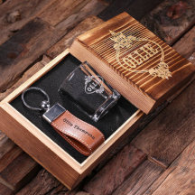 Keepake Box, Lederglas, Schlüsselanhänger und Shot
