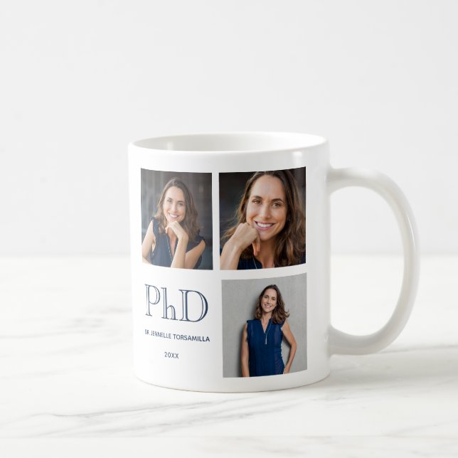 Keepake Foto Blue PhD Abschluss Kaffeetasse (Rechts)