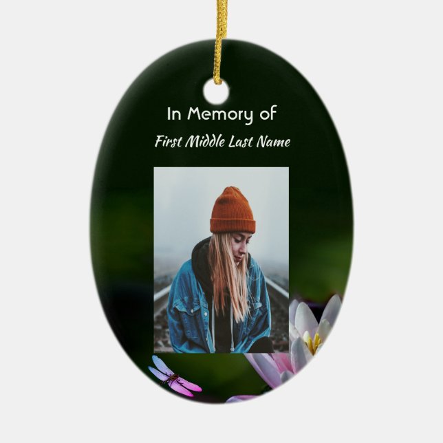 Keepake Memorial Dragonfly Lotus Blume Keramik Ornament (Vorne)