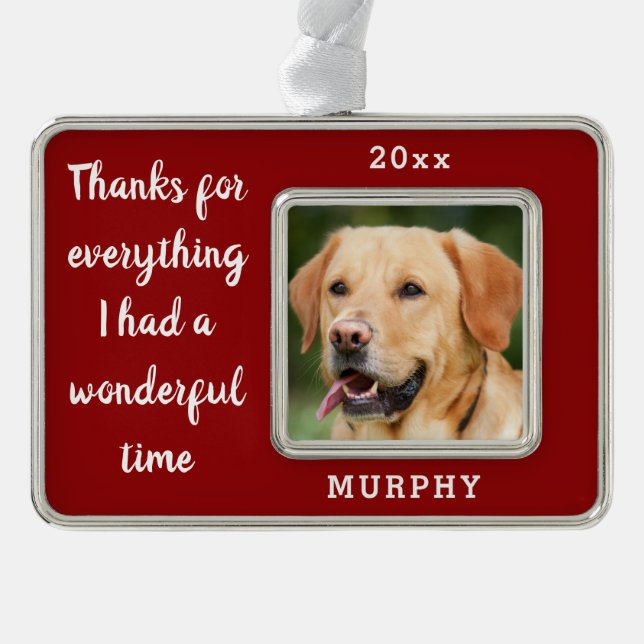 Keepake Pet Hund Katze Memorial Weihnachts-Foto Rahmen-Ornament Silber (Vorderseite)