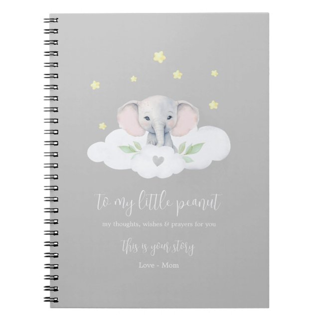 Keepake Pregnancy Journal Gray Modern Elephant Notizblock (Vorderseite)