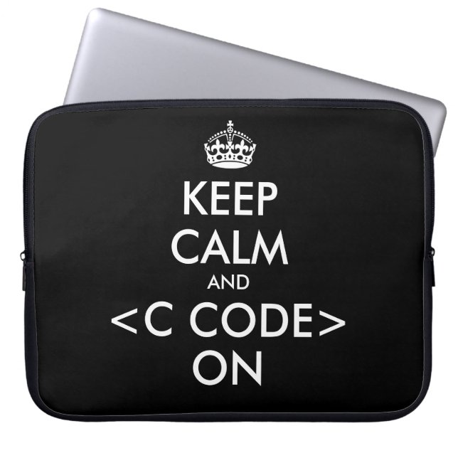 KeepCalm und c-Code auf Laptop-Hülle | Geek Spaß Laptopschutzhülle (Vorderseite)
