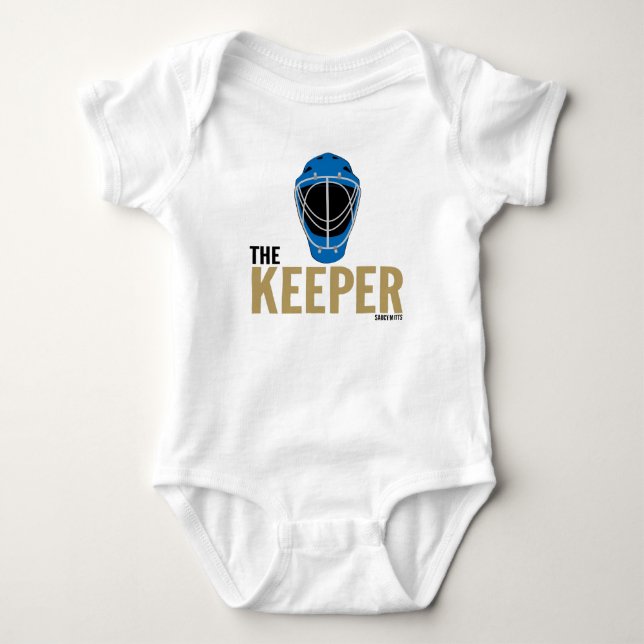 Keeper Hockey Goalie Mask Säugling Baby Bodysuit Baby Strampler (Vorderseite)