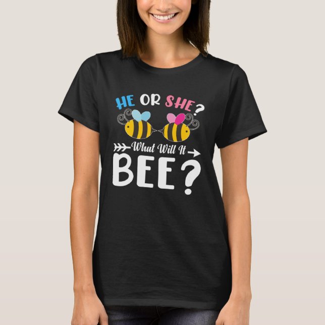 Keeper of Gender Reveal What Will it Bee He or She T-Shirt (Vorderseite)
