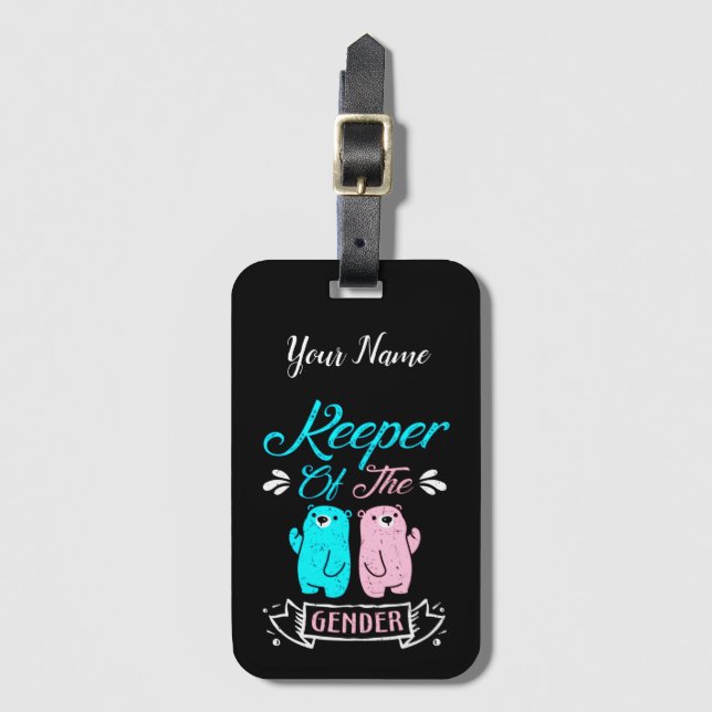 Keeper of the Gender Pink and Blue Teddy Bear Gepäckanhänger (Vorderseite Vertikal)