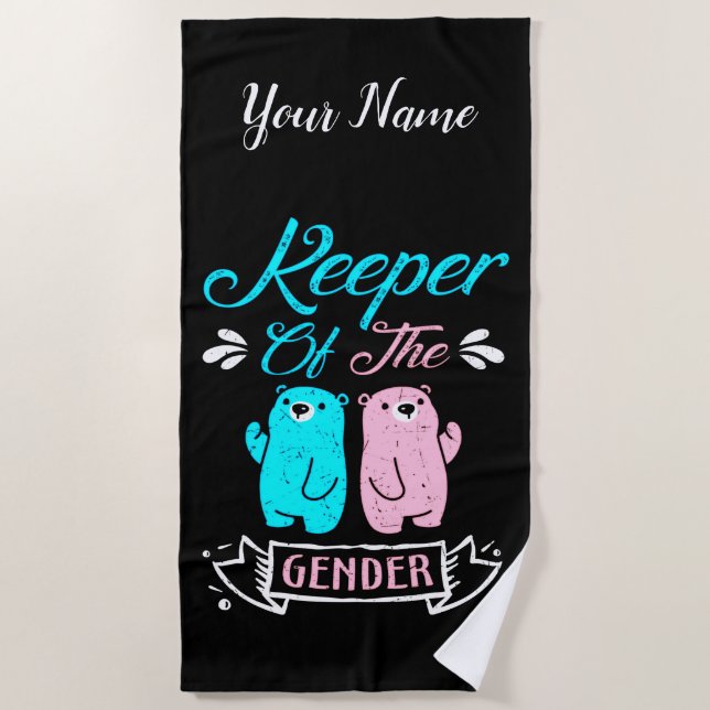 Keeper of the Gender Pink and Blue Teddy Bear Strandtuch (Vorderseite)