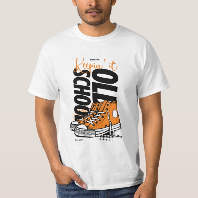 Keepin’ It Old School T-Shirt – Retro Orange Sneak (Vorderseite)