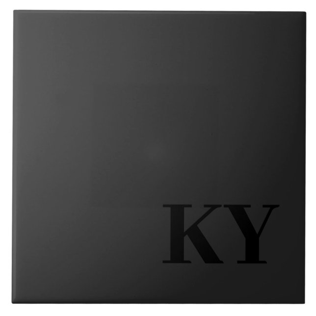 Keepsake Ceramic Tile - Initials, Black, Dark Grey Fliese (Vorderseite)