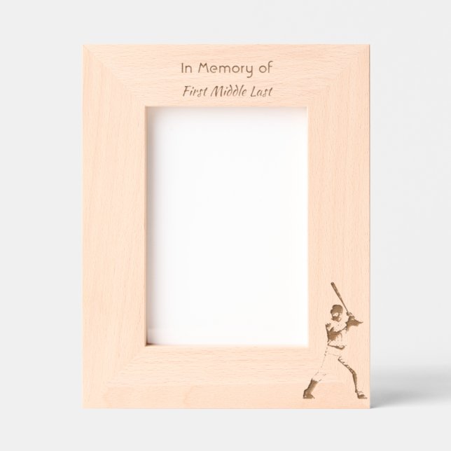 Keepsake Memorial Memory Card Baseball Sport  Geätzte Rahmen (Vorderseite)