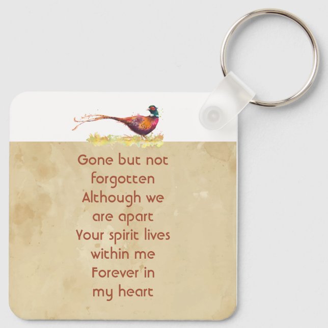 Keepsake Memorial Photo Invite Pheasant Bird Art Schlüsselanhänger (Rückseite)