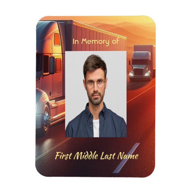 Keepsake Memorial  SemiTruck Tractor-trailer  Magnet (Vertikal)