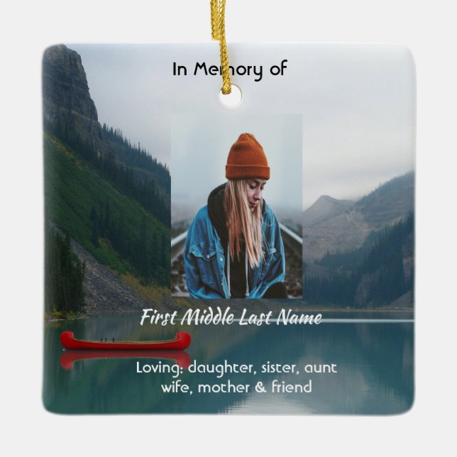 Keepsake Memorial Wilderness Lake Canoe Keramikornament (Vorderseite)