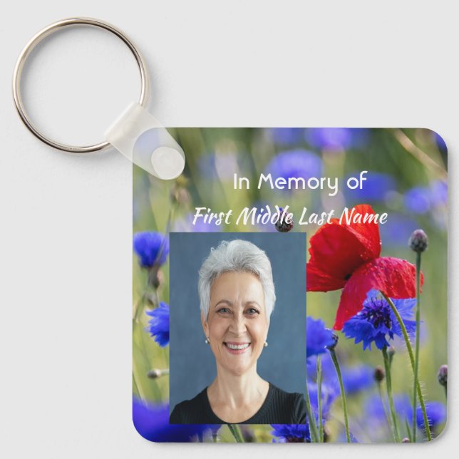 Keepsake  Poppy Cornflower Meadow Memorial Schlüsselanhänger (Vorderseite)