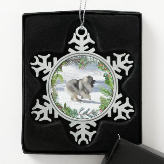 Kees laufen im Schnee Weihnachtsschmuck Schneeflocken Zinn-Ornament