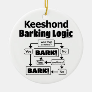 Keeshond-Abstreifenlogik Keramik Ornament