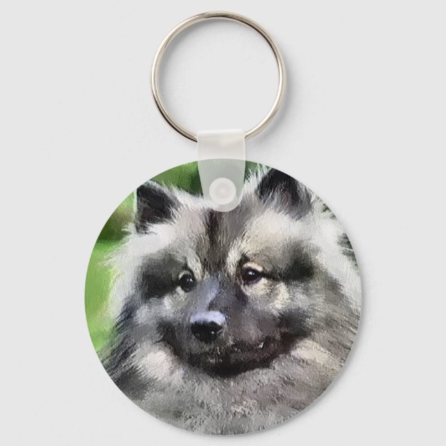 Keeshond Art Geschenke Schlüsselanhänger (Vorderseite)