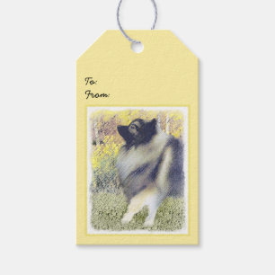 Keeshond Aspen Painting - Niedliche Originalkunst Geschenkanhänger