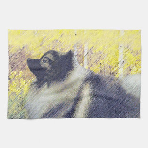 Keeshond Aspen Painting - Niedliche Originalkunst Handtuch
