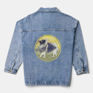 Keeshond Aspen Painting - Niedliche Originalkunst Jeansjacke