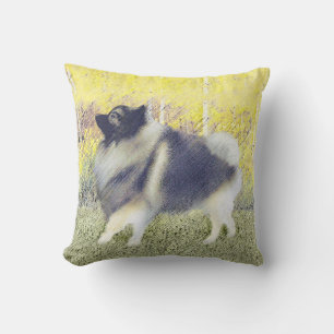 Keeshond Aspen Painting - Niedliche Originalkunst Kissen