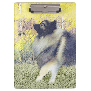 Keeshond Aspen Painting - Niedliche Originalkunst Klemmbrett