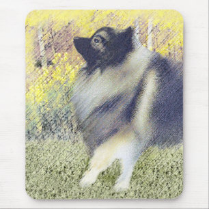Keeshond Aspen Painting - Niedliche Originalkunst Mousepad