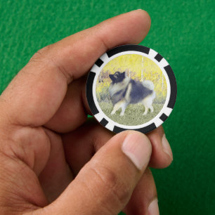 Keeshond Aspen Painting - Niedliche Originalkunst Pokerchips