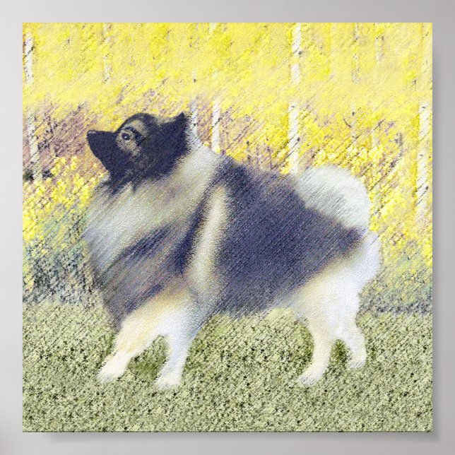 Keeshond Aspen Painting - Niedliche Originalkunst Poster (Vorne)