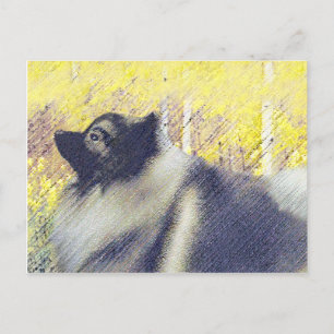 Keeshond Aspen Painting - Niedliche Originalkunst Postkarte