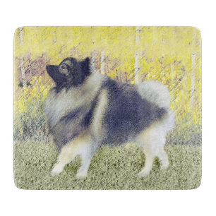 Keeshond Aspen Painting - Niedliche Originalkunst Schneidebrett