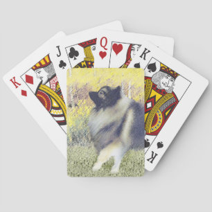 Keeshond Aspen Painting - Niedliche Originalkunst Spielkarten