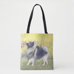 Keeshond Aspen Painting - Niedliche Originalkunst Tasche