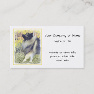 Keeshond Aspen Painting - Niedliche Originalkunst Visitenkarte