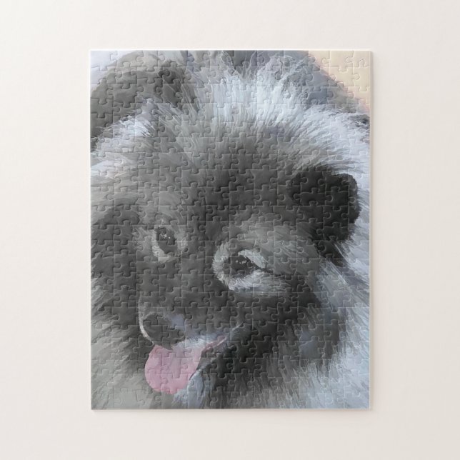 Keeshond Bailey Painting - Niedliche Original Dog  (Vertikal)