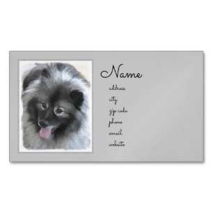 Keeshond Bailey Painting - Niedliche Original Dog  Magnetische Visitenkarte