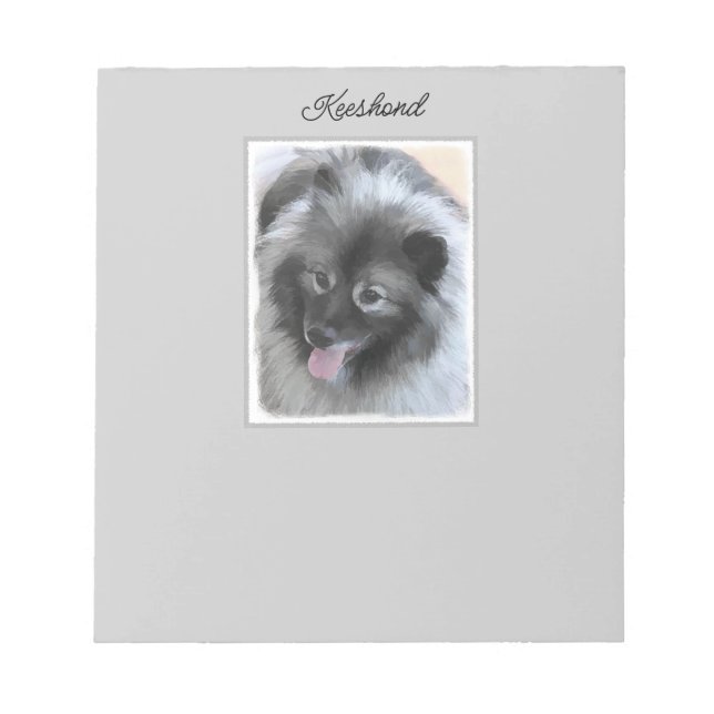 Keeshond Bailey Painting - Niedliche Original Dog  Notizblock (Vorderseite)