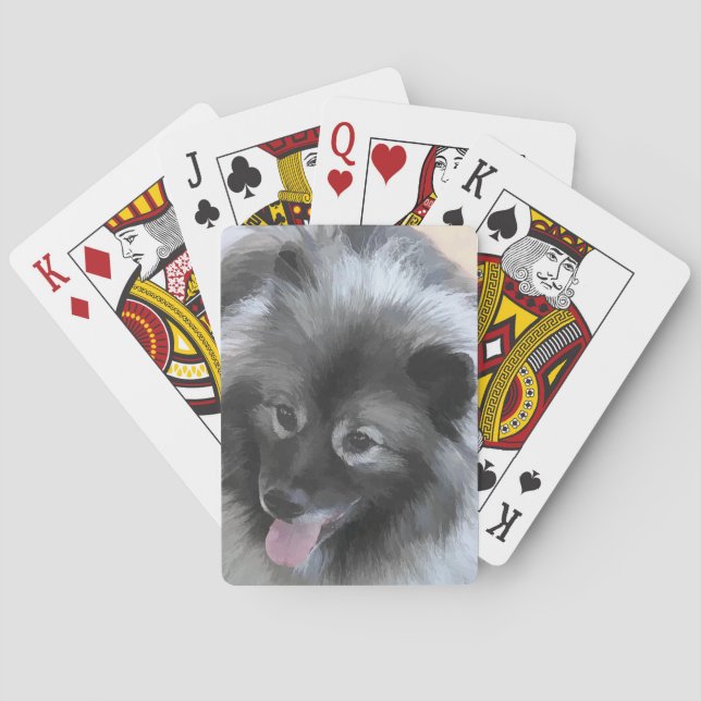 Keeshond Bailey Painting - Niedliche Original Dog  Spielkarten (Rückseite)