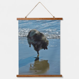 Keeshond Ballettfotos - Niedliche Original Dog Art Wandteppich Mit Holzrahmen