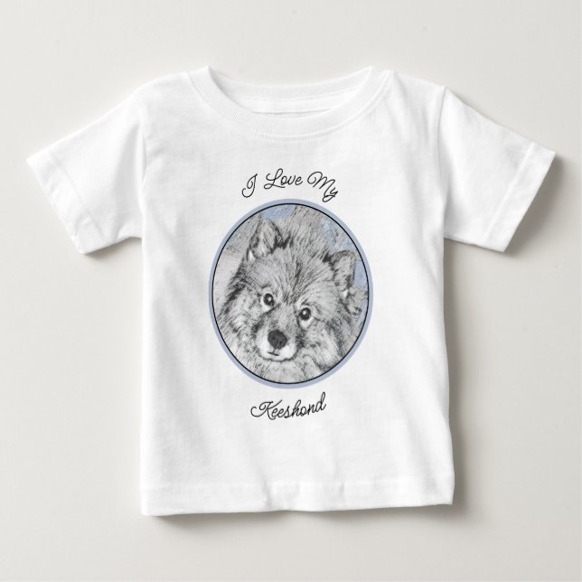 Keeshond Beth Painting - Niedliche Originalkunst d Baby T-shirt (Vorderseite)