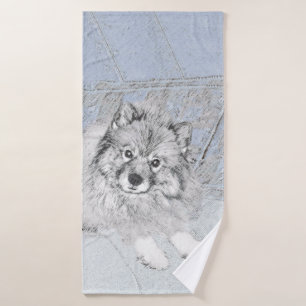 Keeshond Beth Painting - Niedliche Originalkunst d Badhandtuch Set