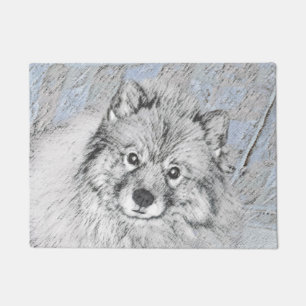 Keeshond Beth Painting - Niedliche Originalkunst d Fußmatte