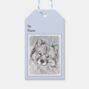 Keeshond Beth Painting - Niedliche Originalkunst d Geschenkanhänger