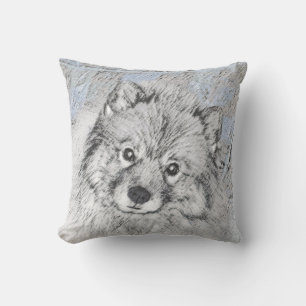 Keeshond Beth Painting - Niedliche Originalkunst d Kissen
